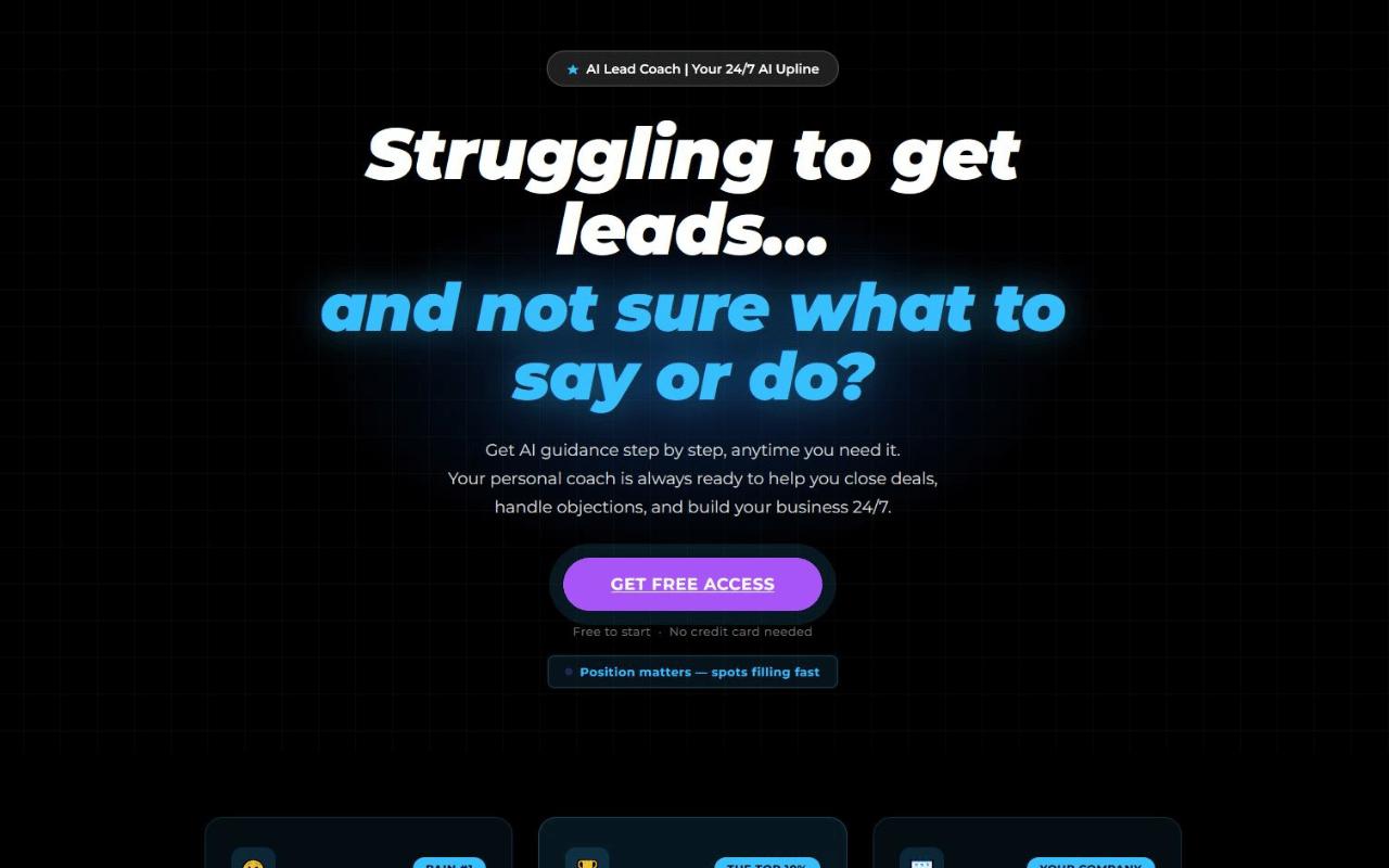 AI Lead Coach website screenshot
